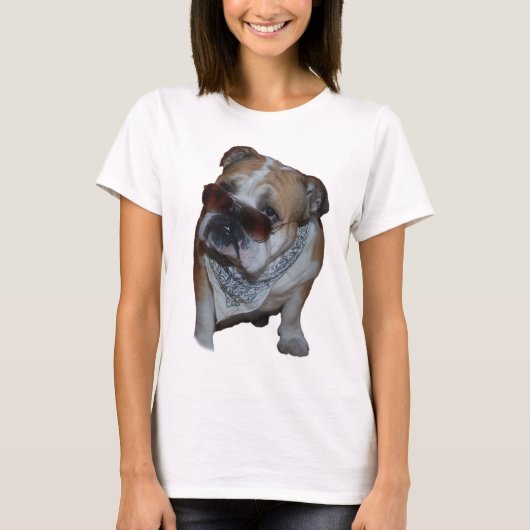 T-shirt Bouledogue avec des verres (Devant)