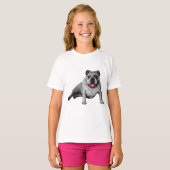 T-shirt Bouledogue de style à accent rouge (Devant entier)