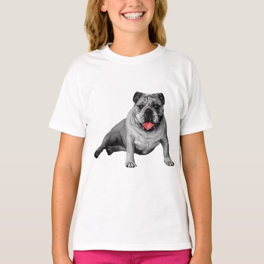 T-shirt Bouledogue de style à accent rouge (Devant)