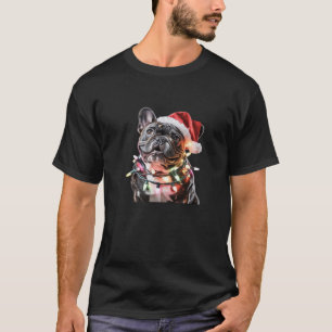 T-shirt Bouledogue français avec chapeau de Père Noël enve