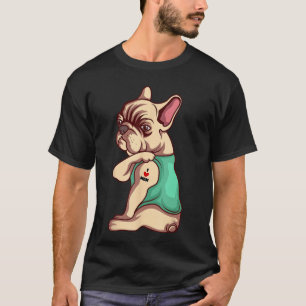 T-shirt Bouledogue français chien j'aime maman tatouage am