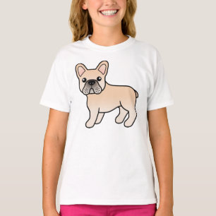 T-shirt Bouledogue français crème Chien de dessin animé mi