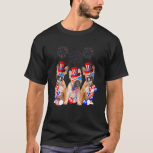 T-shirt Bouledogue Français Drapeau Américain 4 Juillet In