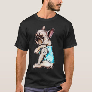T-shirt Bouledogue français J'aime maman tatoué Chien Mama