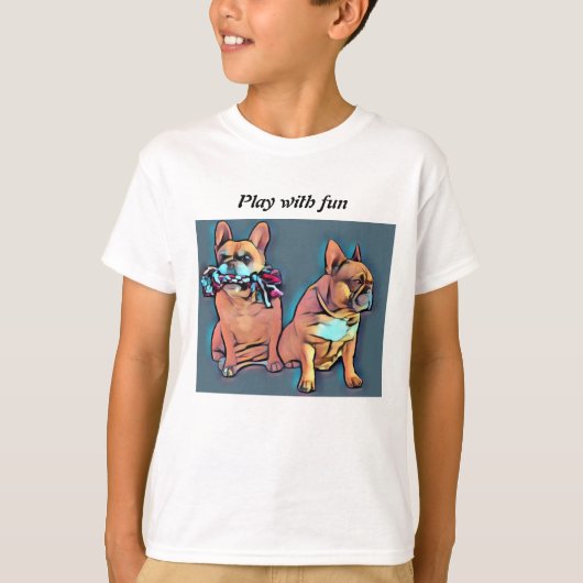T-shirt Bouledogue français joue avec plaisir (Devant)