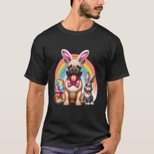 T-shirt Bouledogue français Joyeuses Pâques Bouledogue fra