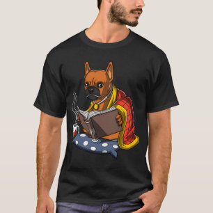 T-shirt Bouledogue français lisant un livre