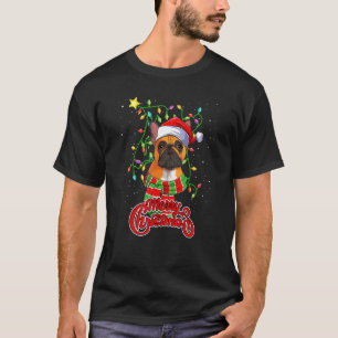T-shirt Bouledogue français Lumières de Noël Chapeau de Pè