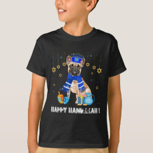 T-shirt Bouledogue français Menorah Chapeau Joyeux Chanuka