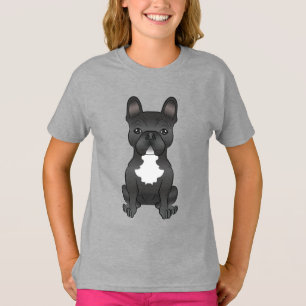 T-shirt Bouledogue français noir et blanc Chien de dessin
