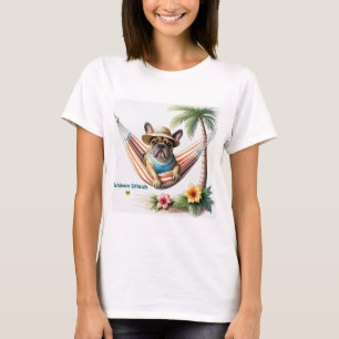 T-shirt Bouledogue français Palme Plage Bouledogue françai