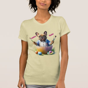 T-shirt Bouledogue français Pâques œuf French Bulldog