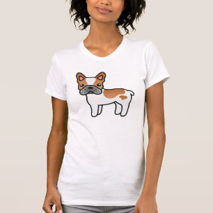 T-shirt Bouledogue français pie rouge dessin animé