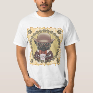 T-shirt Bouledogue Français Portant des Lunettes