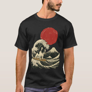 T-shirt Bouledogue français surfant japonais