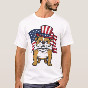 T-shirt Bouledogue Patriotique Avec Drapeau Vector Design_