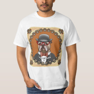 T-shirt Bouledogue portant des lunettes