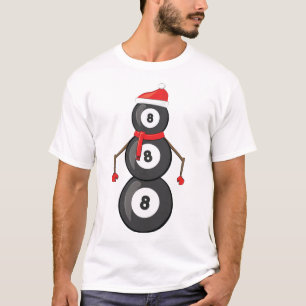 T-shirt Boules de billard drôles de Noël Bonhomme de neige