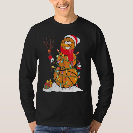 T-shirt Boules de bonhomme de neige de basketball (Devant)