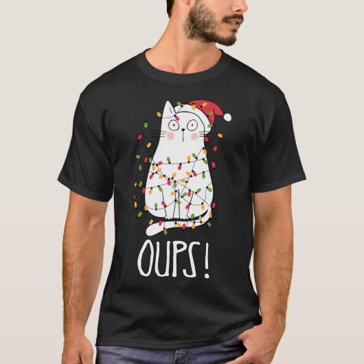 T-shirt Boules de chat ! Chat Blanc Tangé Dans L'Arbre De (Devant)