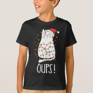 T-shirt Boules de chat ! Chat Blanc Tangé Dans L'Arbre De