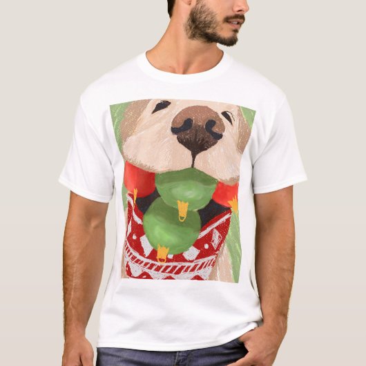 T-shirt Boules de Noël Golden Retriever Hilarié (Devant)