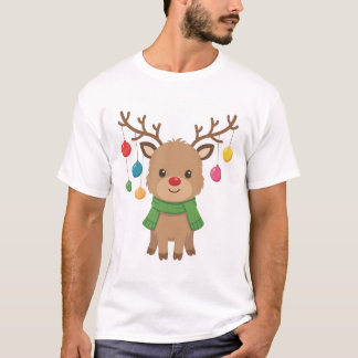 T-shirt Boules de Noël Suspendues aux Bois de Renne