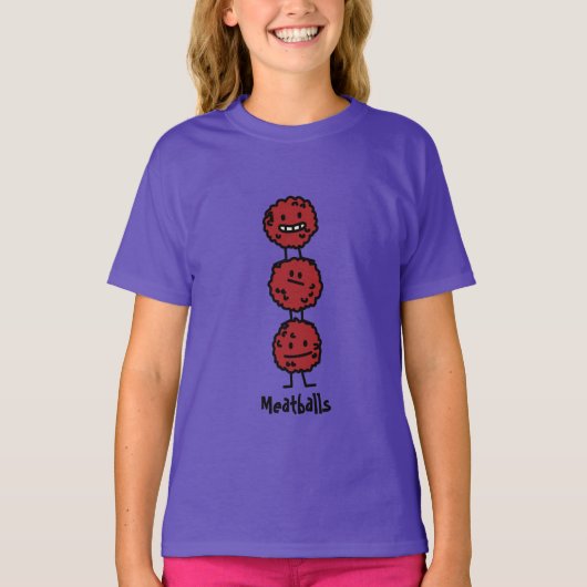 T-shirt Boulettes de viande heureusement empilées sur l'un (Devant)