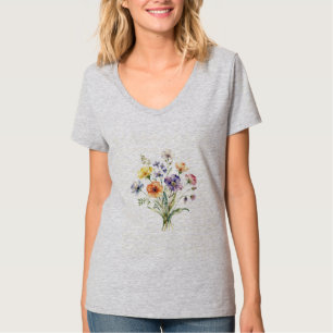 T-shirt Bouquet botanique à l'aquarelle d'esthétique moder
