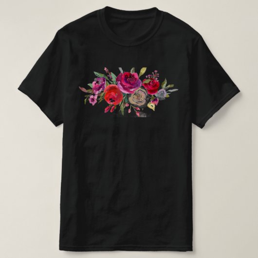 T-shirt Bouquet coloré Rose d'aquarelle (Design devant)