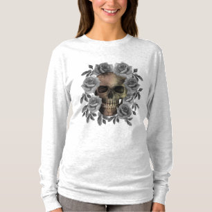 T-SHIRT BOUQUET DE FLEURS CRÂNE NOIR ET BLANC