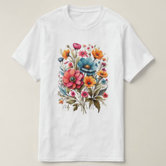 T-shirt Bouquet de fleurs d'aquarelle
