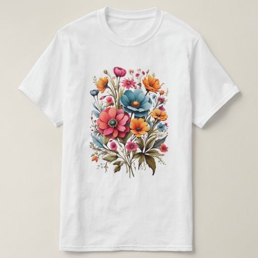 T-shirt Bouquet de fleurs d'aquarelle (Design devant)