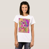 T-shirt Bouquet de fleurs d'aquarelle sur framboise rose (Devant entier)