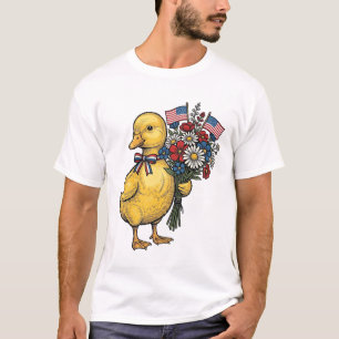 T-shirt Bouquet de fleurs de caneton patriotique Vintage S