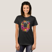 T-shirt Bouquet de fleurs de Pug mignon (Devant entier)