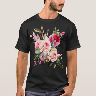 T-shirt Bouquet de fleurs roses roses