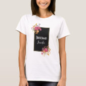 T-shirt Bouquet de fleurs roses sur cadre noir (Devant)
