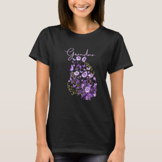 T-shirt Bouquet de fleurs violettes grand-mère pour femmes