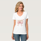 T-shirt Bouquet de Œillets Doux avec Ruban (Devant entier)