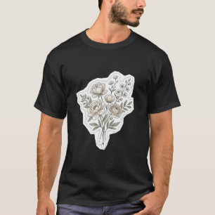 T-shirt Bouquet de pivoine et de fleurs sauvages vintage