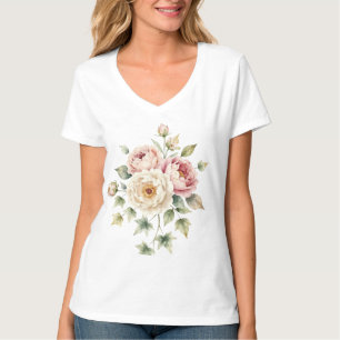 T-shirt Bouquet de Pivoines Douces Élégance Aquarelle