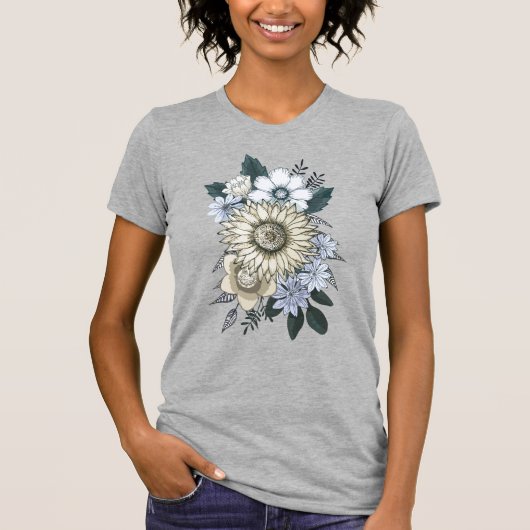 T-shirt Bouquet de tournesol élégant féminin (Devant)