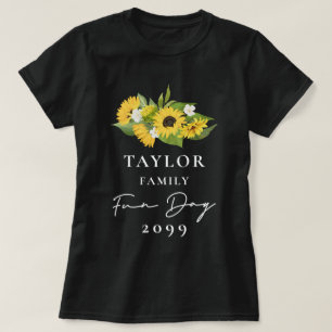 T-shirt Bouquet de tournesol rustique Famille Réunion Noir