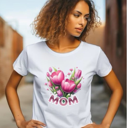 T-shirt Bouquet de tulipes roses - MOM