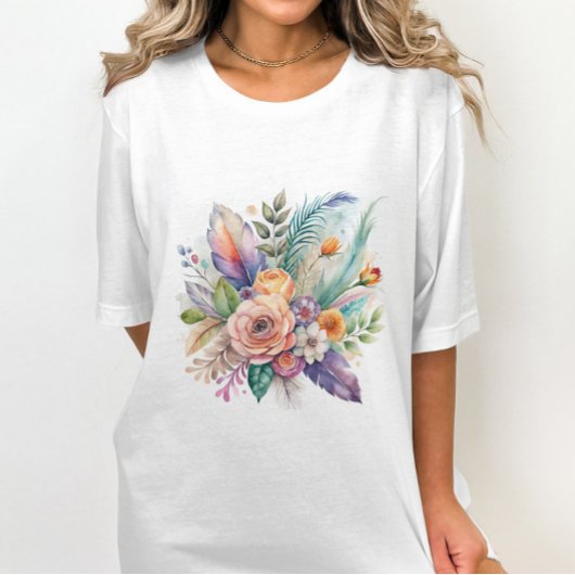 T-shirt Bouquet en plumes de corail