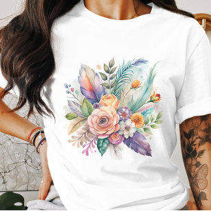 T-shirt Bouquet en plumes de corail