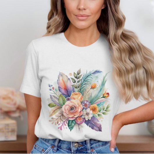T-shirt Bouquet en plumes de corail