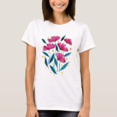 T-shirt Bouquet floral mignon - magenta et turquoise (Devant)