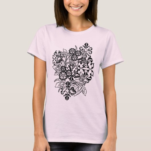 T-shirt Bouquet noir et blanc (Devant)